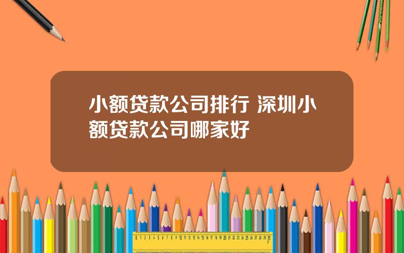 小额贷款公司排行 深圳小额贷款公司哪家好